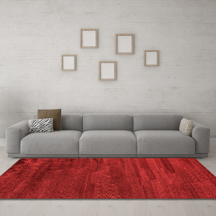 Machine Washable Abstract Orange Modern Area Rugs in a Living Room, wshabs5290org