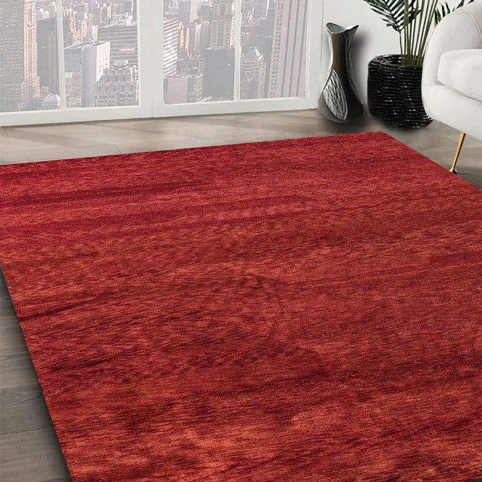 Abstract Red Modern Rug in Family Room, abs5290