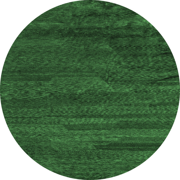 Round Abstract Emerald Green Modern Rug, abs5290emgrn