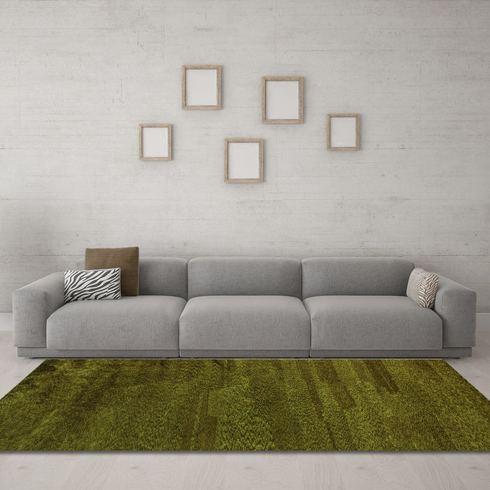 Machine Washable Abstract Green Modern Area Rugs in a Living Room,, wshabs5290grn