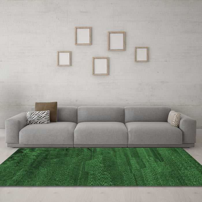 Machine Washable Abstract Emerald Green Modern Area Rugs in a Living Room,, wshabs5290emgrn