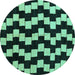 Round Machine Washable Abstract Turquoise Modern Area Rugs, wshabs5291turq