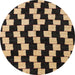 Round Abstract Brown Sand Brown Modern Rug, abs5291