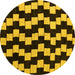 Round Abstract Yellow Modern Rug, abs5291yw