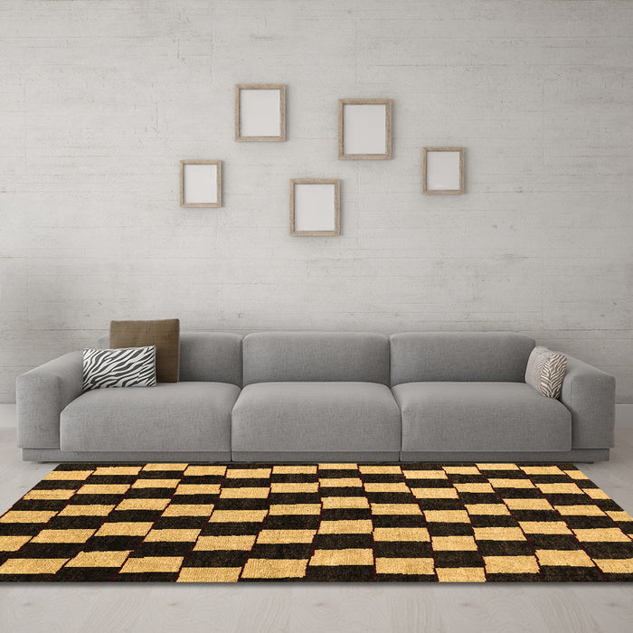 Machine Washable Abstract Brown Modern Rug in a Living Room,, wshabs5291brn