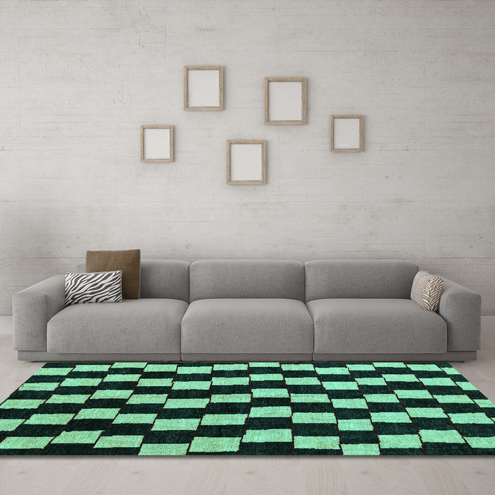 Machine Washable Abstract Turquoise Modern Area Rugs in a Living Room,, wshabs5291turq