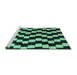 Sideview of Machine Washable Abstract Turquoise Modern Area Rugs, wshabs5291turq