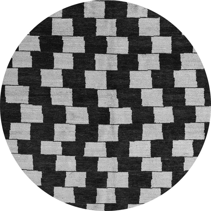Round Machine Washable Abstract Gray Modern Rug, wshabs5291gry