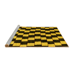 Sideview of Machine Washable Abstract Yellow Modern Rug, wshabs5291yw