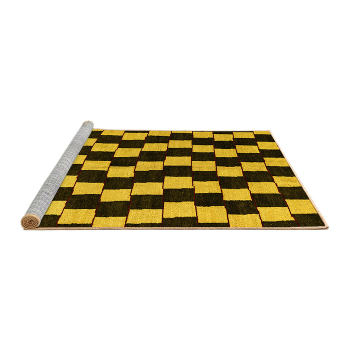 Sideview of Machine Washable Abstract Yellow Modern Rug, wshabs5291yw