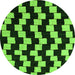 Round Machine Washable Abstract Green Modern Area Rugs, wshabs5291grn