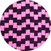 Round Machine Washable Abstract Pink Modern Rug, wshabs5291pnk