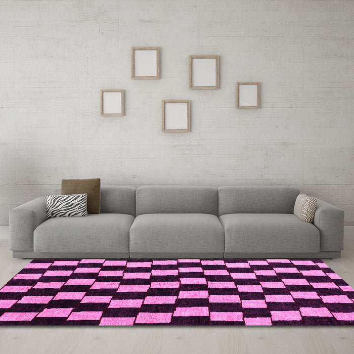Machine Washable Abstract Pink Modern Rug in a Living Room, wshabs5291pnk