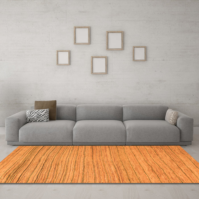Machine Washable Abstract Orange Modern Area Rugs in a Living Room, wshabs5292org