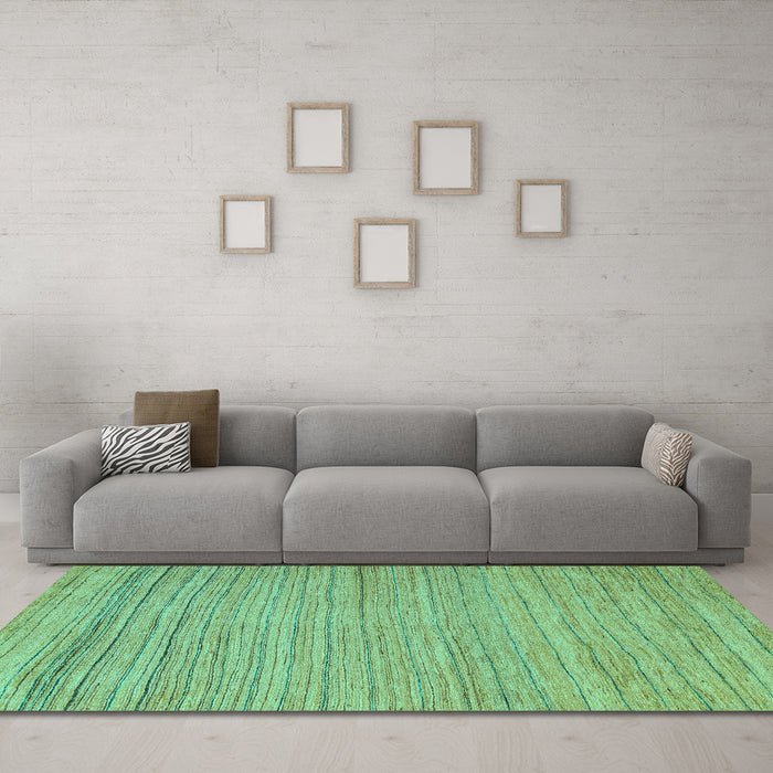 Machine Washable Abstract Turquoise Modern Area Rugs in a Living Room,, wshabs5292turq