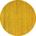 Round Machine Washable Abstract Yellow Modern Rug, wshabs5292yw