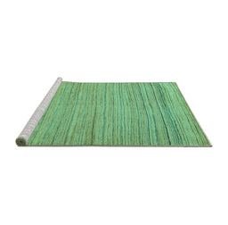 Sideview of Machine Washable Abstract Turquoise Modern Area Rugs, wshabs5292turq