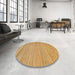 Round Machine Washable Abstract Sedona Brown Rug in a Office, wshabs5292