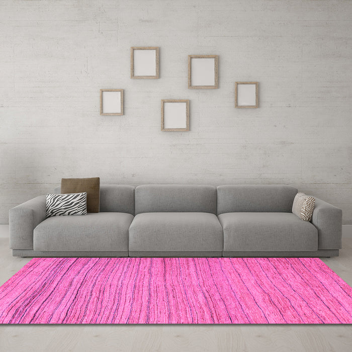 Machine Washable Abstract Pink Modern Rug in a Living Room, wshabs5292pnk