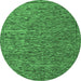 Round Machine Washable Abstract Emerald Green Modern Area Rugs, wshabs5293emgrn