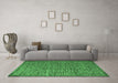 Machine Washable Abstract Emerald Green Modern Area Rugs in a Living Room,, wshabs5293emgrn