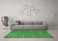 Machine Washable Abstract Emerald Green Modern Rug, wshabs5293emgrn