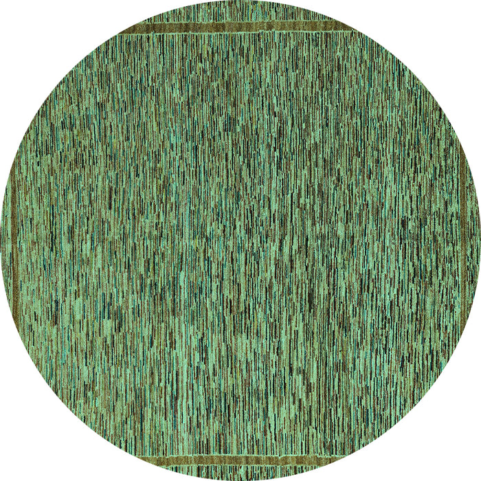 Round Abstract Turquoise Modern Rug, abs5293turq