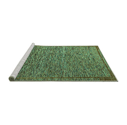 Sideview of Machine Washable Abstract Turquoise Modern Area Rugs, wshabs5293turq