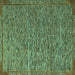 Square Machine Washable Abstract Turquoise Modern Area Rugs, wshabs5293turq