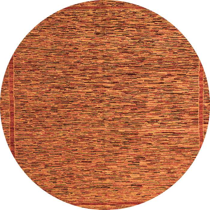 Round Machine Washable Abstract Orange Modern Area Rugs, wshabs5293org