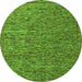 Round Machine Washable Abstract Green Modern Area Rugs, wshabs5293grn