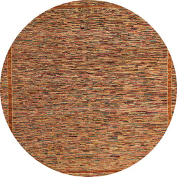 Round Machine Washable Abstract Tomato Red Rug, wshabs5293