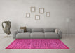 Machine Washable Abstract Pink Modern Rug in a Living Room, wshabs5293pnk