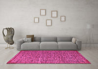 Machine Washable Abstract Pink Modern Rug, wshabs5293pnk