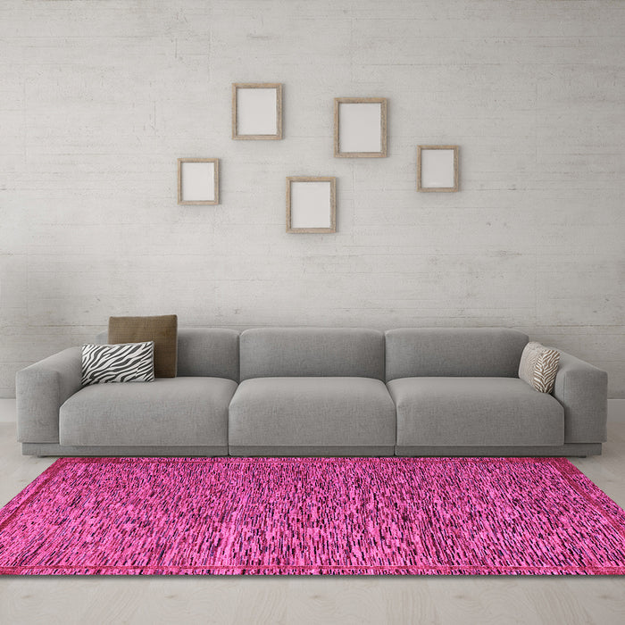 Machine Washable Abstract Pink Modern Rug in a Living Room, wshabs5293pnk