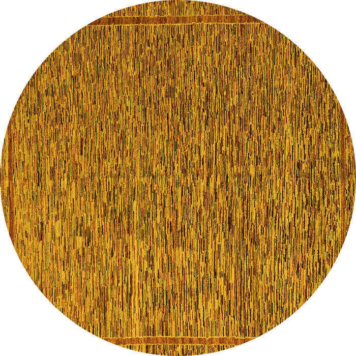 Round Abstract Yellow Modern Rug, abs5293yw