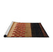 Sideview of Machine Washable Abstract Red Rug, wshabs5294