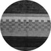 Round Machine Washable Abstract Gray Modern Rug, wshabs5294gry