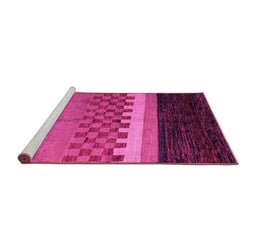 Sideview of Machine Washable Abstract Pink Modern Rug, wshabs5294pnk