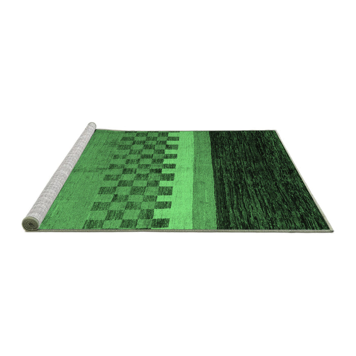 Sideview of Machine Washable Abstract Emerald Green Modern Area Rugs, wshabs5294emgrn