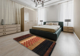 Abstract Red Modern Rug in a Bedroom, abs5294
