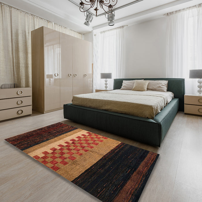 Abstract Red Modern Rug in a Bedroom, abs5294