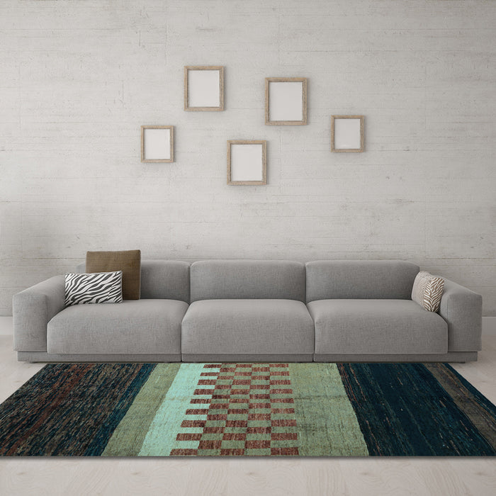 Machine Washable Abstract Light Blue Modern Rug in a Living Room, wshabs5294lblu