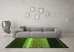 Machine Washable Abstract Green Modern Area Rugs in a Living Room,, wshabs5294grn