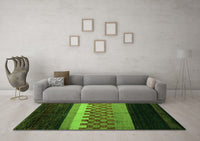 Machine Washable Abstract Green Modern Rug, wshabs5294grn