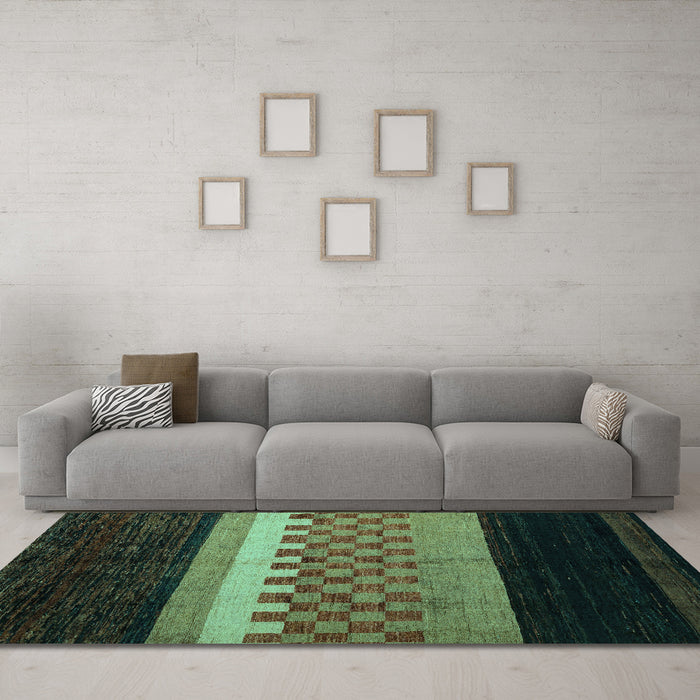 Machine Washable Abstract Turquoise Modern Area Rugs in a Living Room,, wshabs5294turq