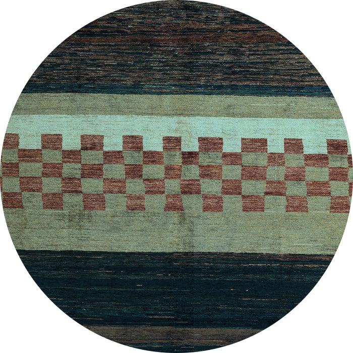Round Machine Washable Abstract Light Blue Modern Rug, wshabs5294lblu