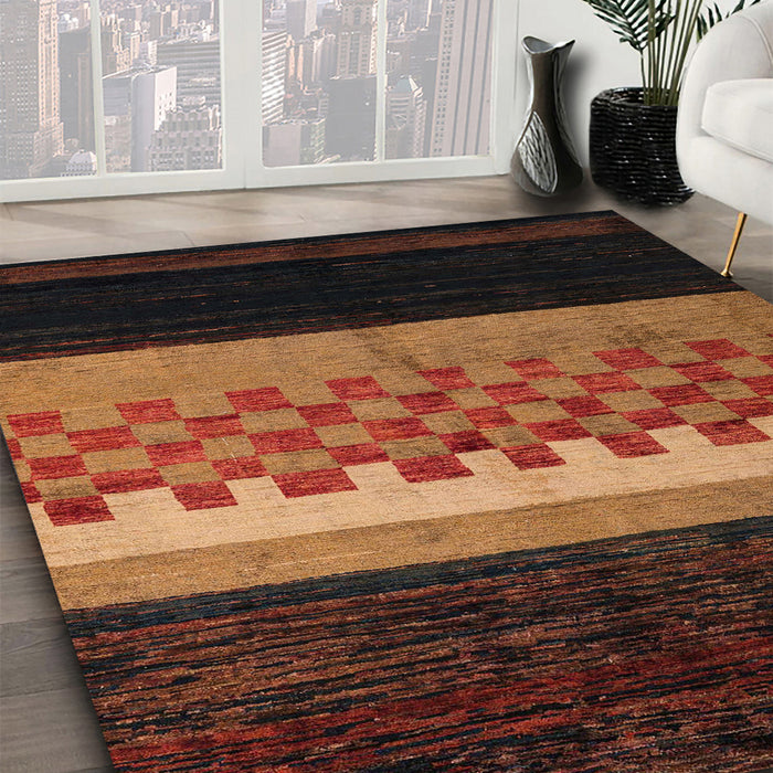 Machine Washable Abstract Red Rug in a Family Room, wshabs5294