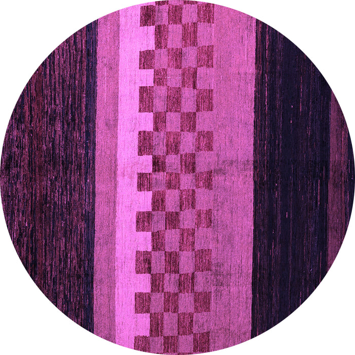 Round Machine Washable Abstract Purple Modern Area Rugs, wshabs5294pur