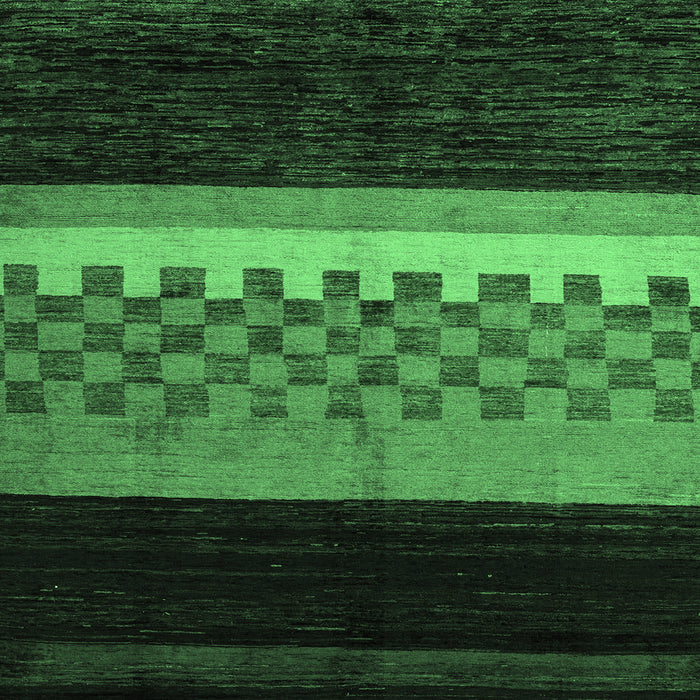 Square Machine Washable Abstract Emerald Green Modern Area Rugs, wshabs5294emgrn